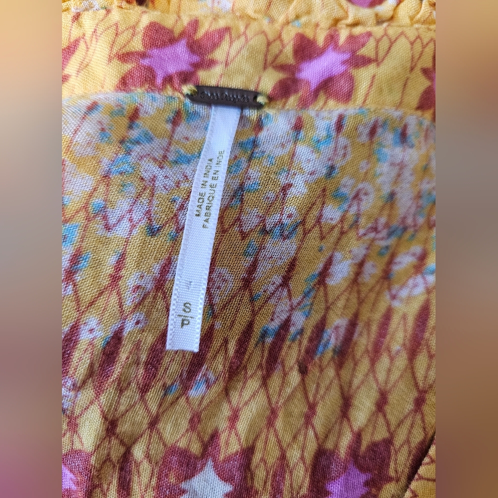 Free People Red and Yellow Patterned Midi Dress - Picture 8 of 10
